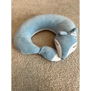 Blue Fox Travel Neck Pillow Plush – U-Shaped Animal Cartoon Kids & Adult Comfort